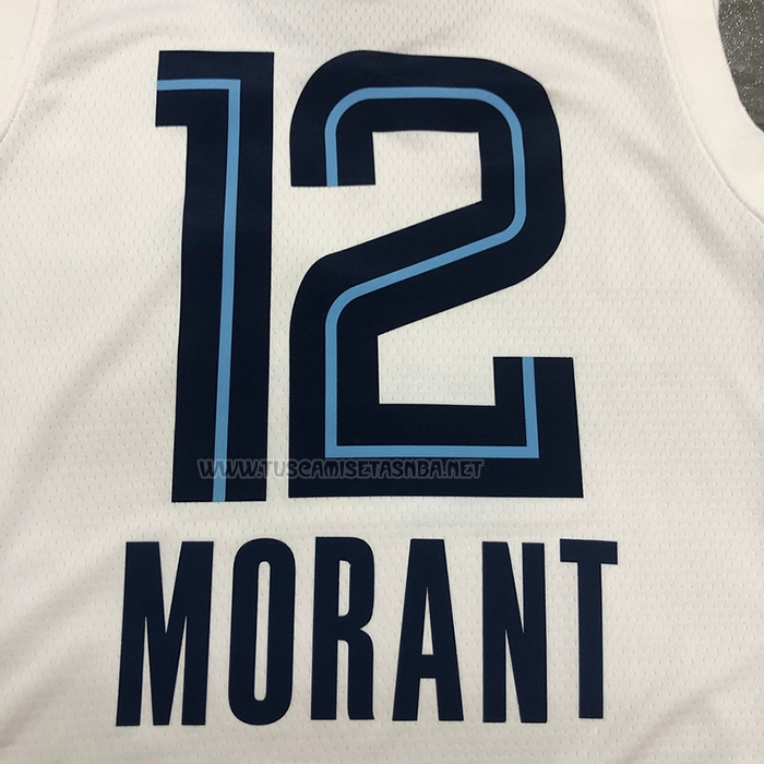 Camiseta Ja Morant NO 12 Memphis Grizzlies Association 2019-20 Blanco